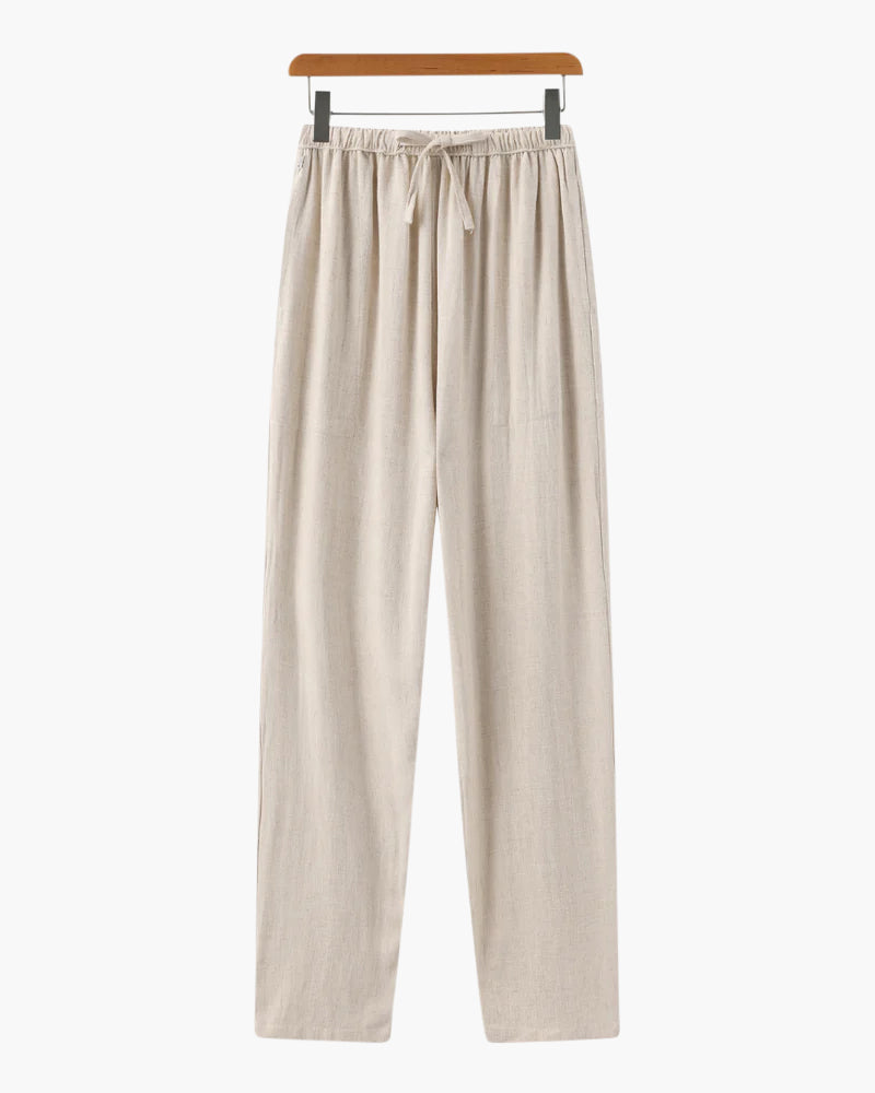 Adrian | Pantalones de lino ligeros para hombre, corte slim fit, con cordón para el verano