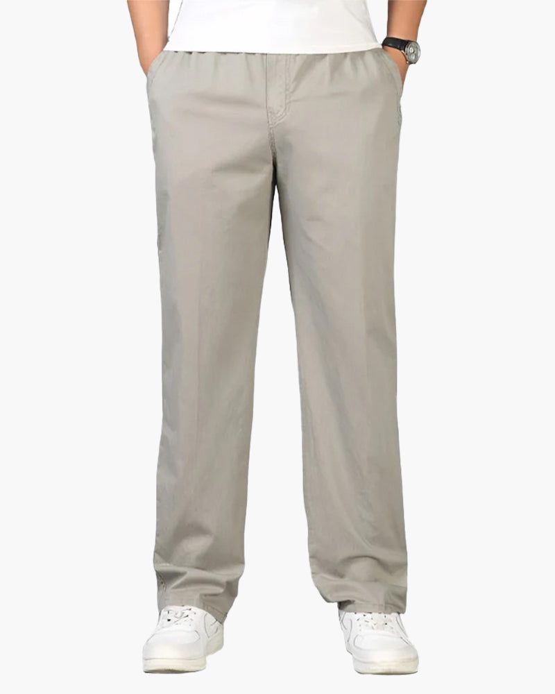 Ryan | Pantalones de algodón de corte recto con cintura elástica