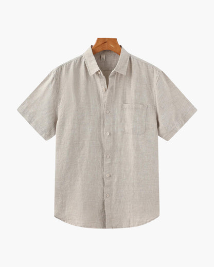 Isaiah | Camisa de lino de manga corta para hombres con bolsillo en el pecho