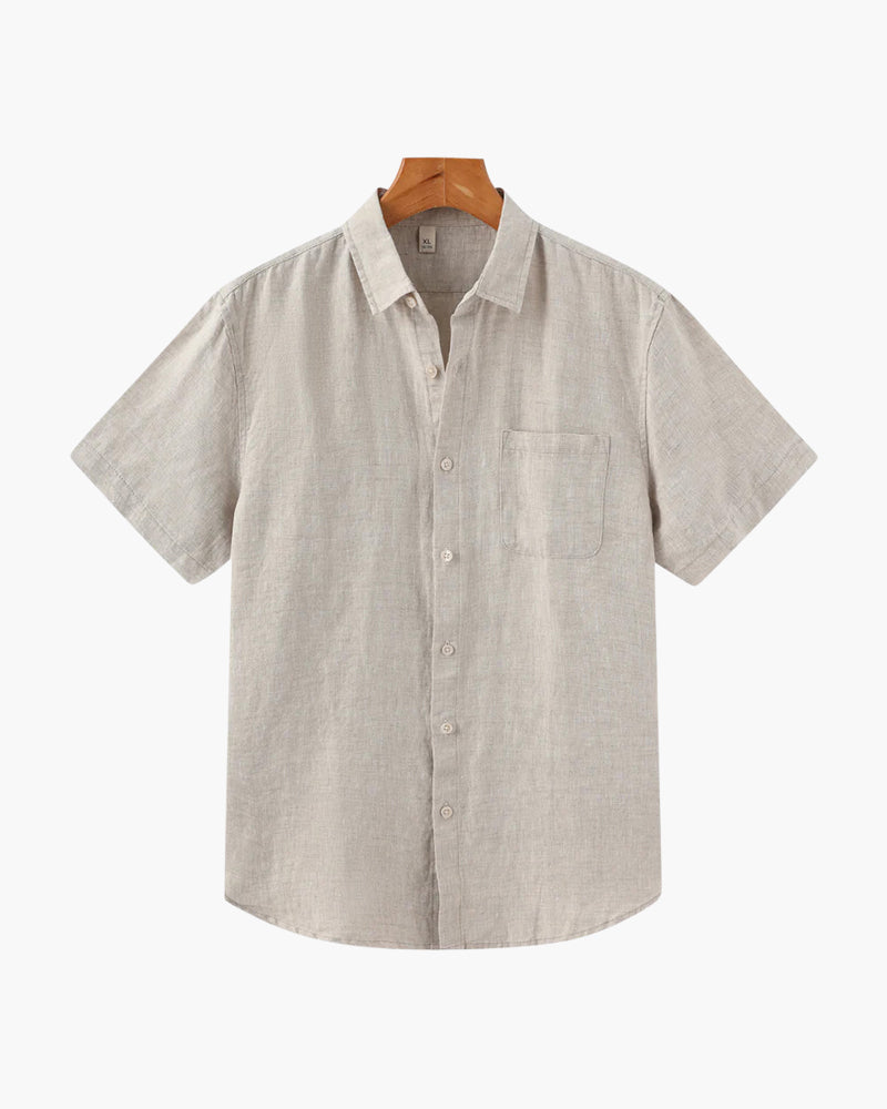 Isaiah | Camisa de lino de manga corta para hombres con bolsillo en el pecho