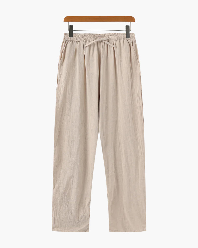 Jose | Pantalón de lino de corte holgado para el verano con cordón
