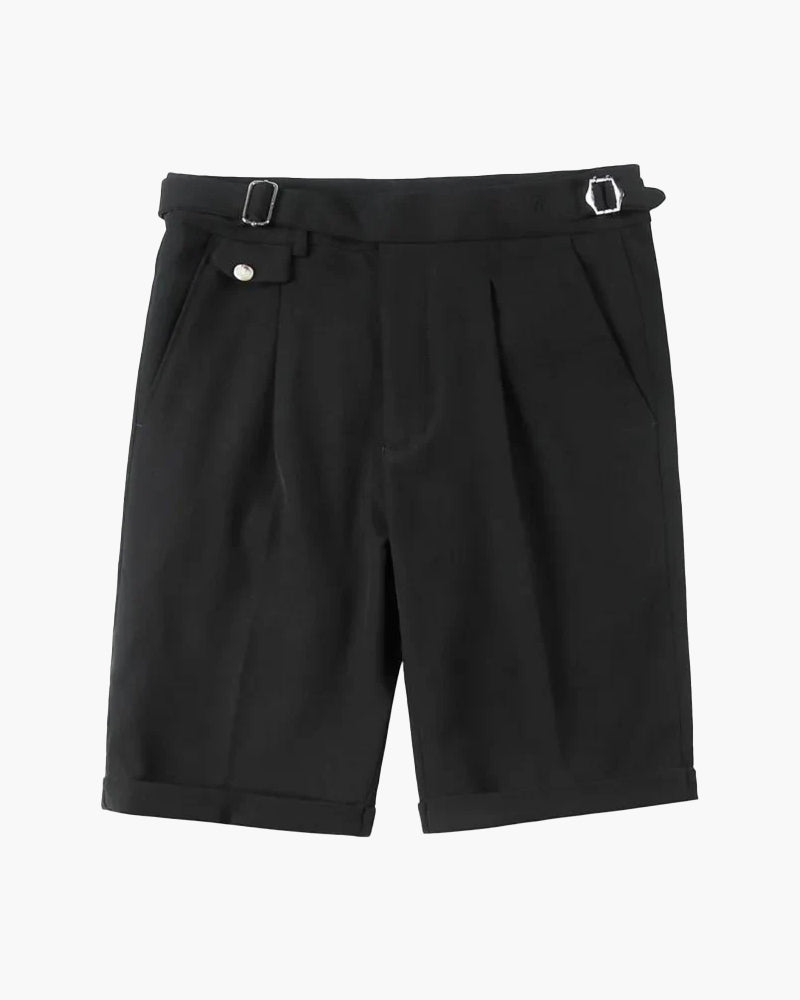 Parker | Pantalones cortos plisados a medida con hebillas laterales ajustables
