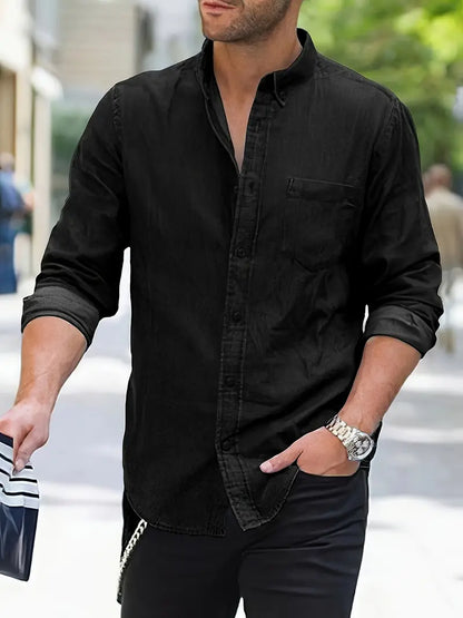 Daniel | Camisa de mezclilla de manga larga informal con un look clásico