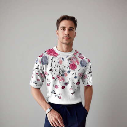 Damiano | Camiseta de manga corta floral para hombres