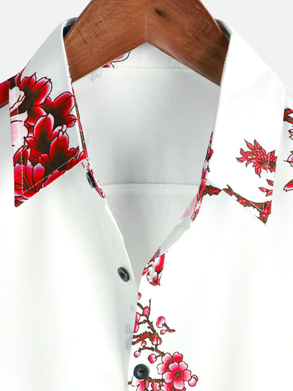 Jackson | Camisa de verano blanca con estampado floral de manga corta