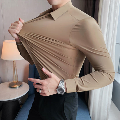 Benjamin | Camisa de Negocios Clásica Slim Fit Elástica de Manga Larga