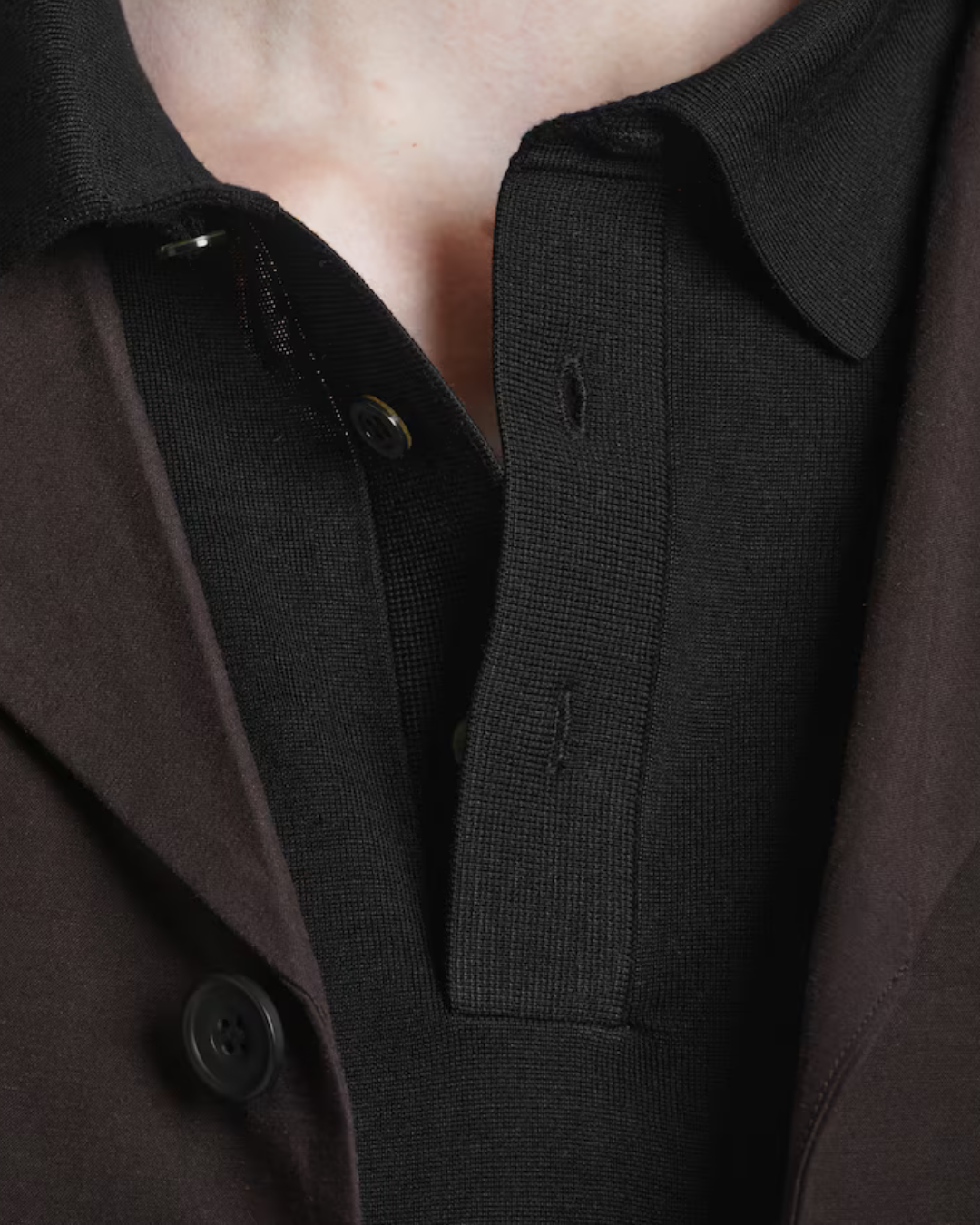 Poloshirt de punto de seda – Negro