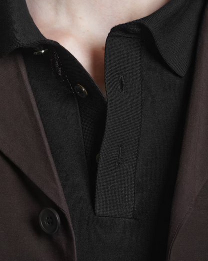 Poloshirt de punto de seda – Negro