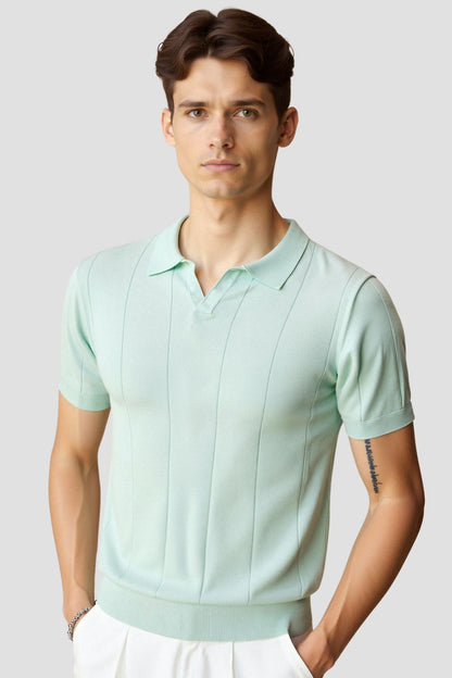 Poloshirt de punto retro en verde menta
