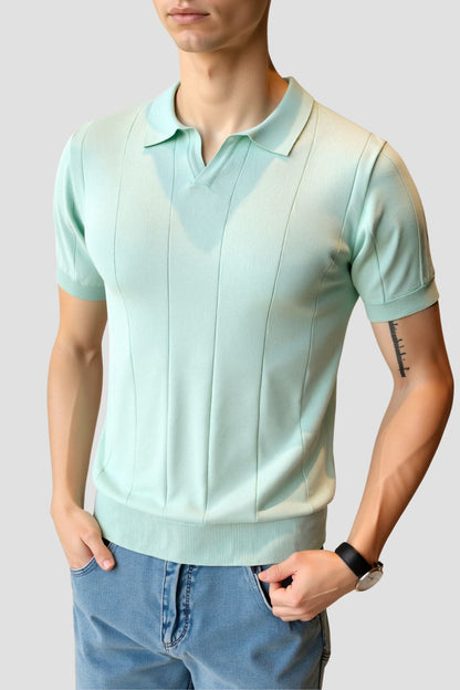 Poloshirt de punto retro en verde menta