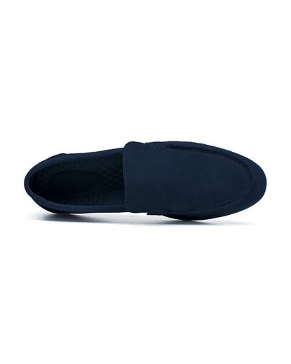 Damian | Suéter de trenzas azul y mocasines de ante, conjunto de 2 piezas