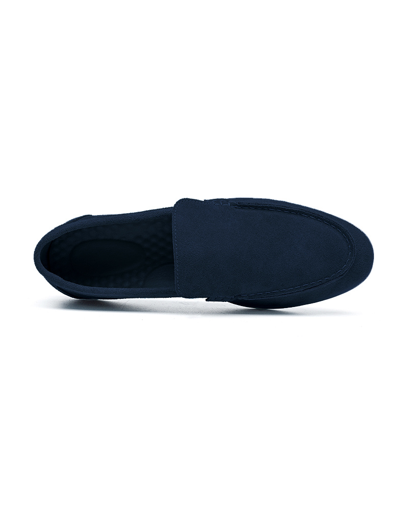 Damian | Suéter de trenzas azul y mocasines de ante, conjunto de 2 piezas