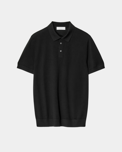 Poloshirt de punto de seda – Negro