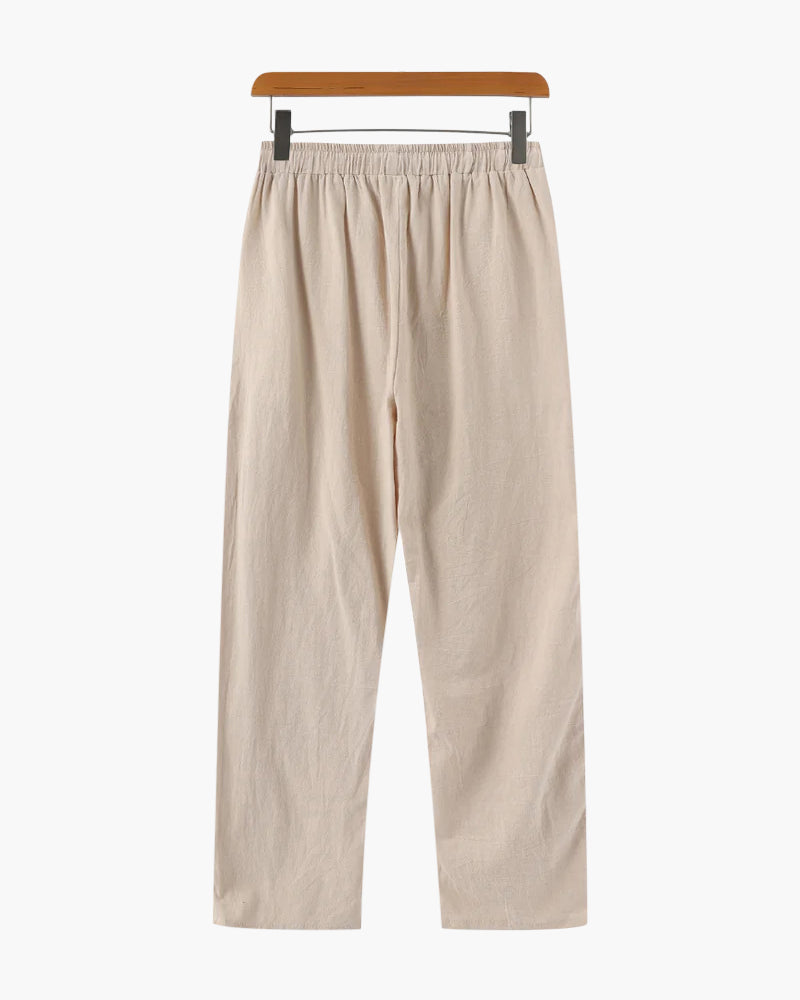 Jose | Pantalón de lino de corte holgado para el verano con cordón