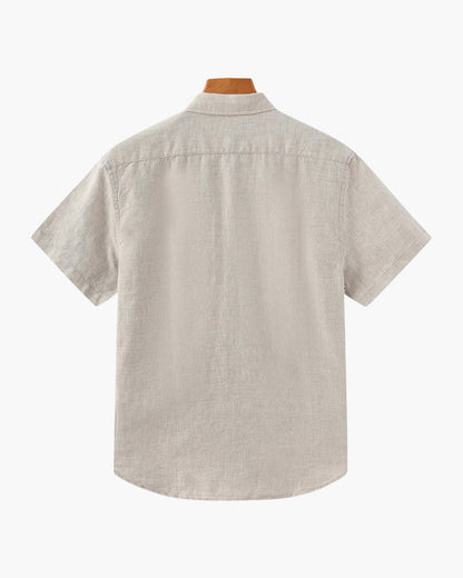 Isaiah | Camisa de lino de manga corta para hombres con bolsillo en el pecho