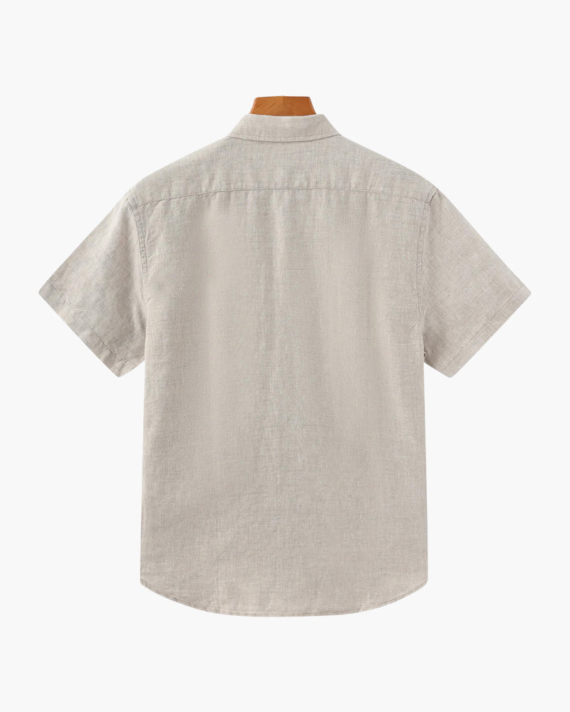 Isaiah | Camisa de lino de manga corta para hombres con bolsillo en el pecho