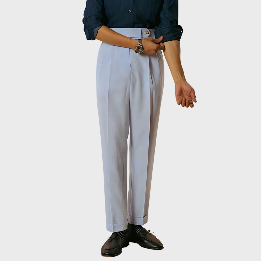 Yann | Pantalones de rayas a la altura de la cintura con cinturón