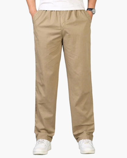 Ryan | Pantalones de algodón de corte recto con cintura elástica
