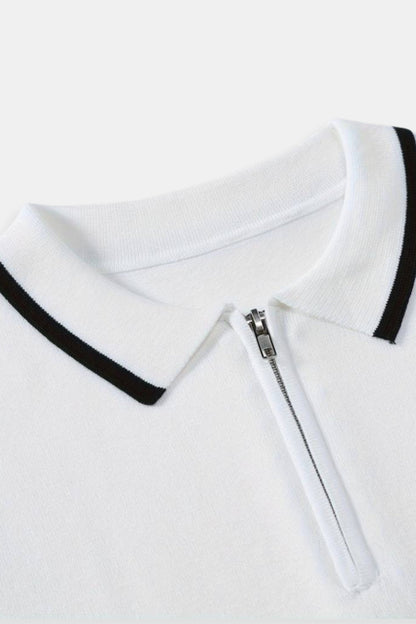 Camisa polo clásica con cremallera y detalles en contraste