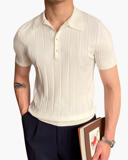 Ian | Camiseta polo de punto slim fit para hombres, estilo business casual con patrón acanalado