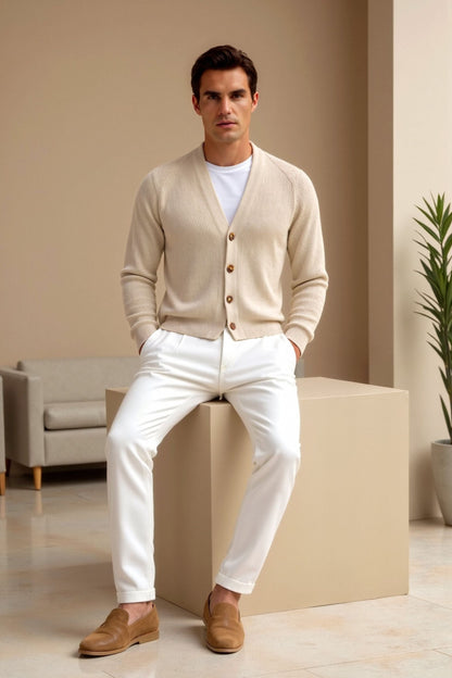 Gianni – Chaqueta de punto clásica para hombres en beige