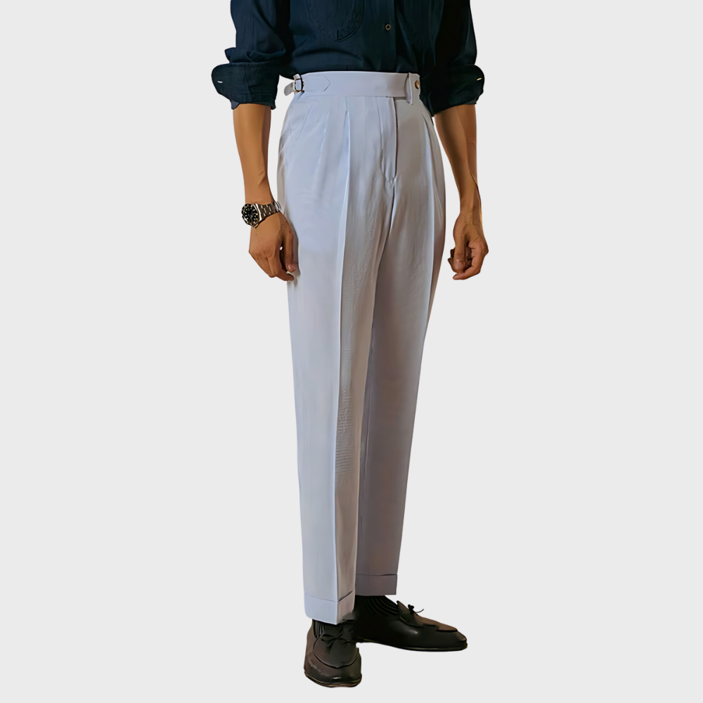 Yann | Pantalones de rayas a la altura de la cintura con cinturón