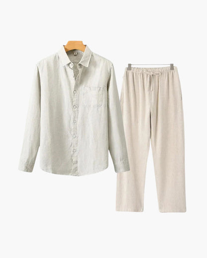 Christopher | Camisa de Manga Larga & Pantalón Conjunto de Lino para Hombre