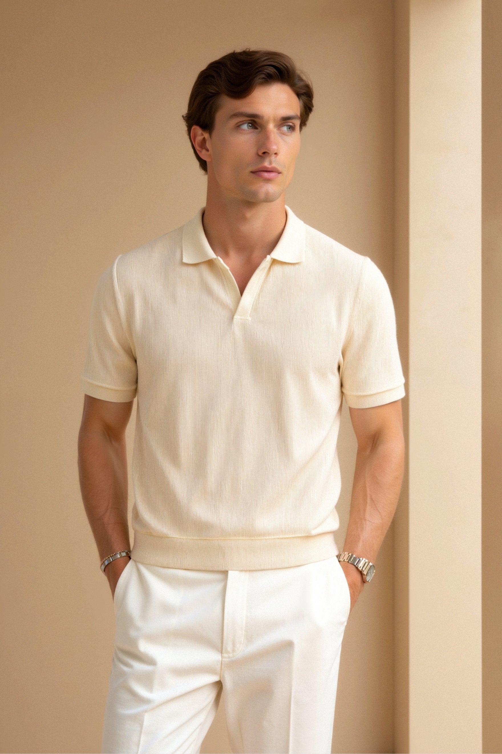 Camisa Polo para Hombre en Beige – Elegante y Atemporal