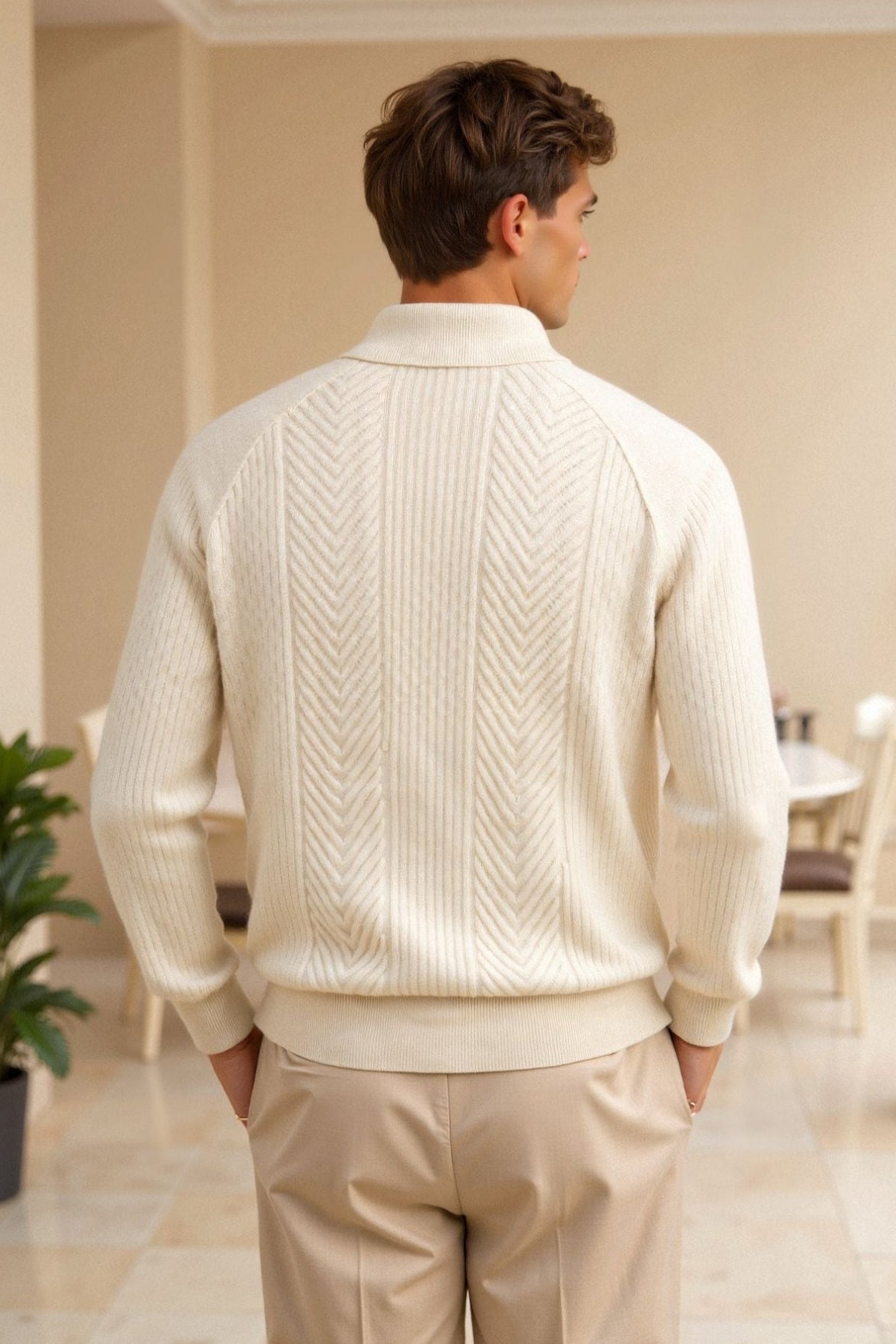 Suéter de punto clásico con cuello polo