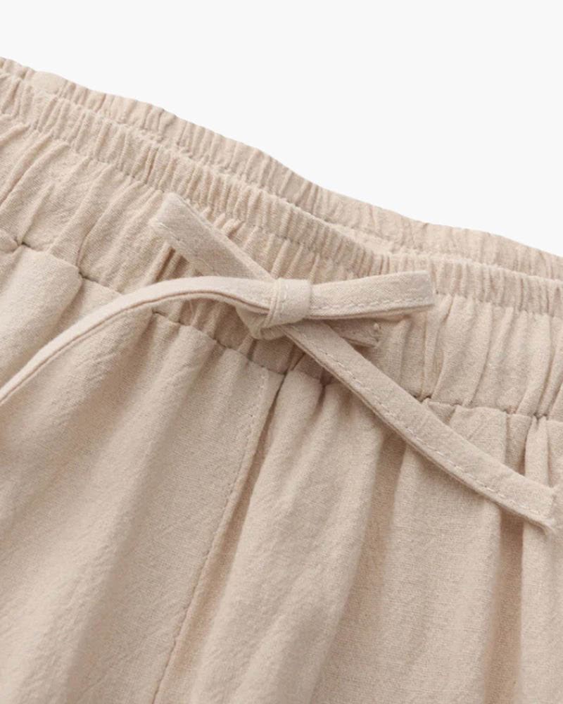 Jose | Pantalón de lino de corte holgado para el verano con cordón
