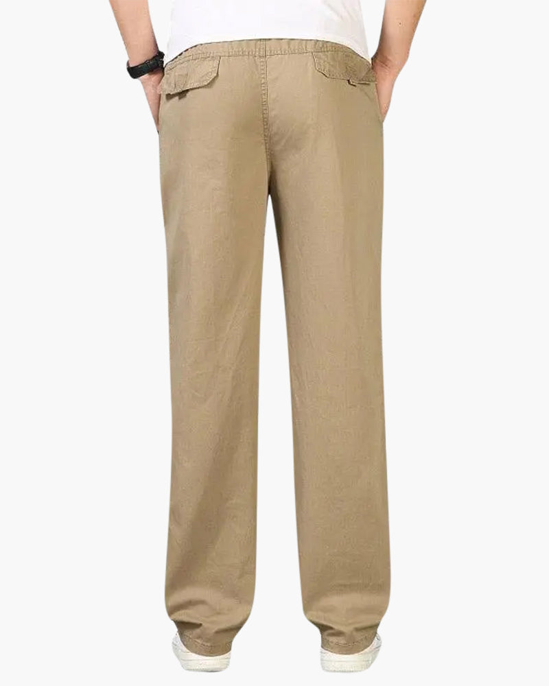 Ryan | Pantalones de algodón de corte recto con cintura elástica