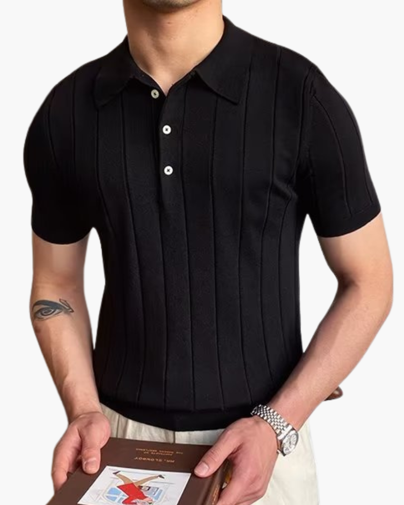 Ian | Camiseta polo de punto slim fit para hombres, estilo business casual con patrón acanalado