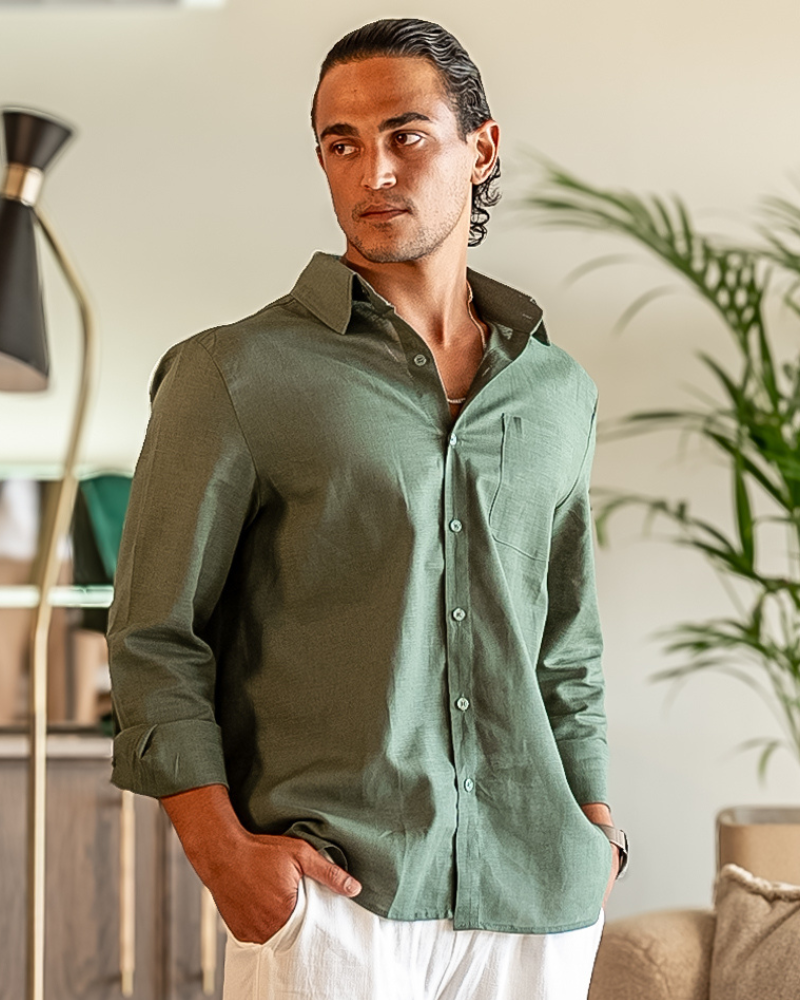 Kai | Camisa de lino de manga larga ligera para hombres en verano