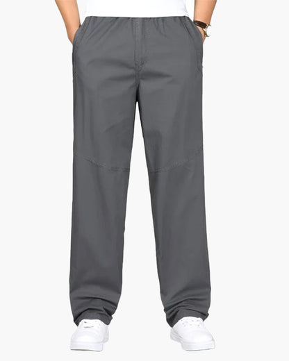 Ryan | Pantalones de algodón de corte recto con cintura elástica