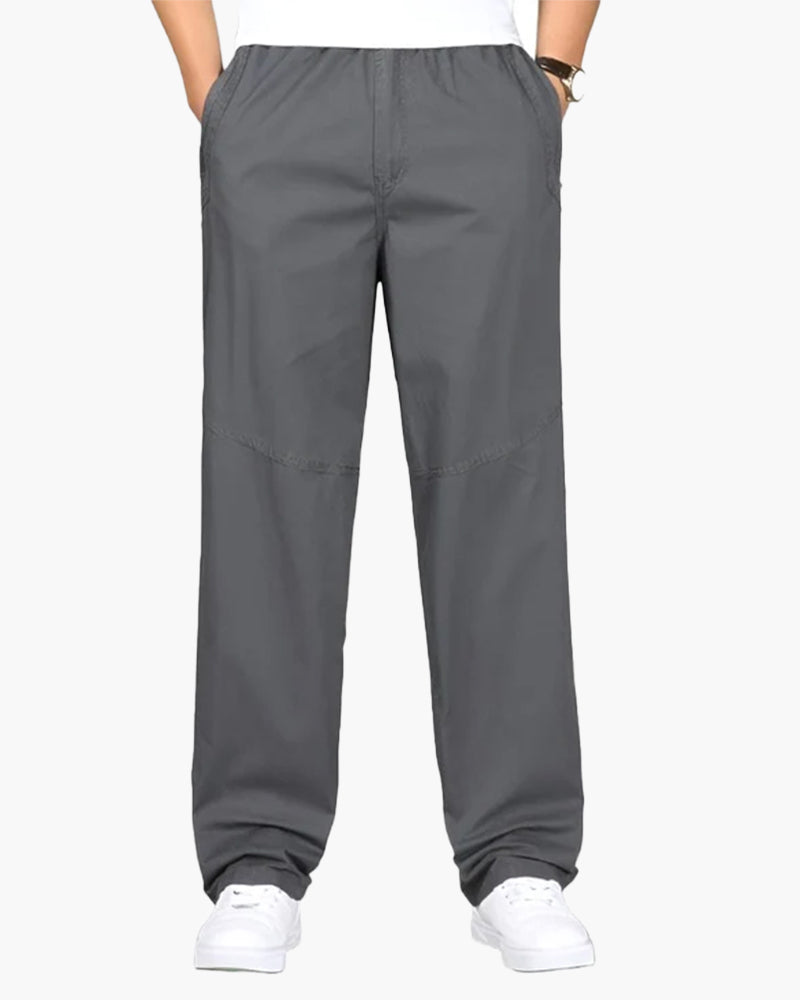 Ryan | Pantalones de algodón de corte recto con cintura elástica