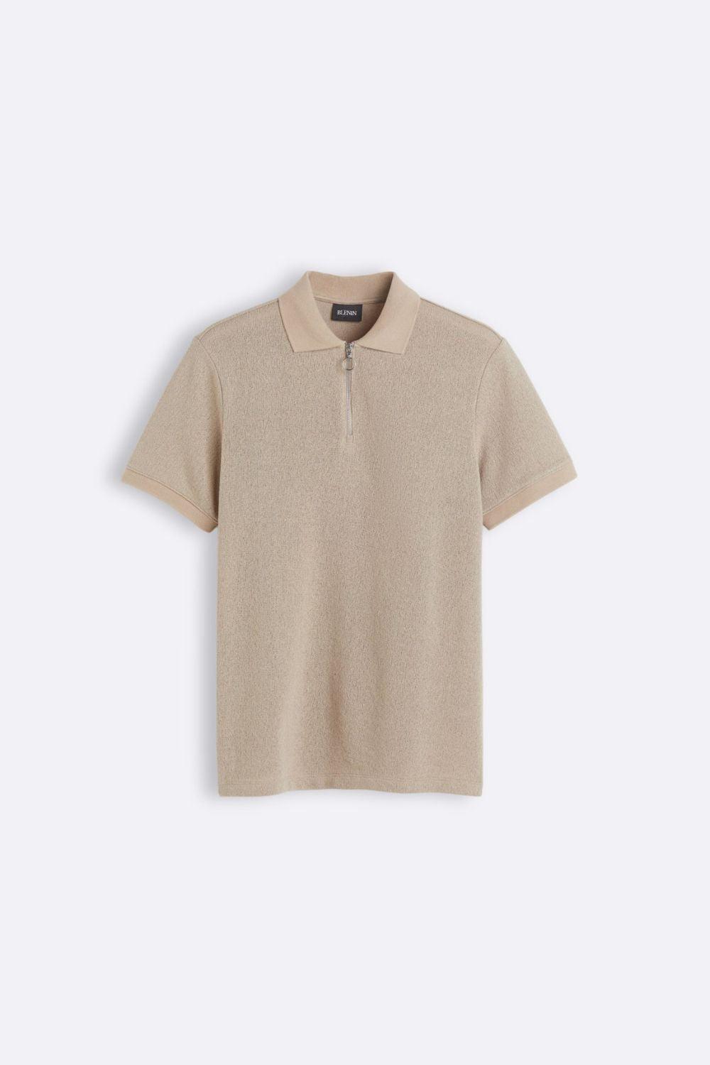 Camisa polo de punto moderna con cremallera