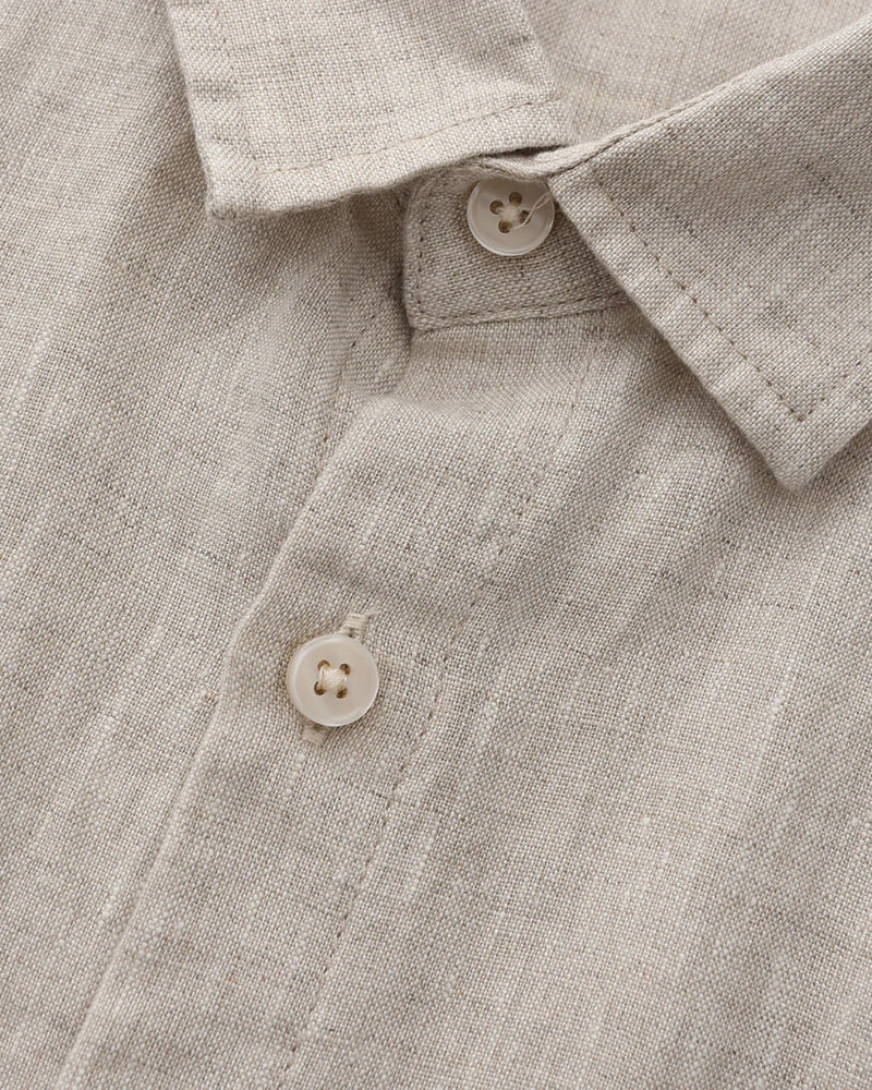 Isaiah | Camisa de lino de manga corta para hombres con bolsillo en el pecho