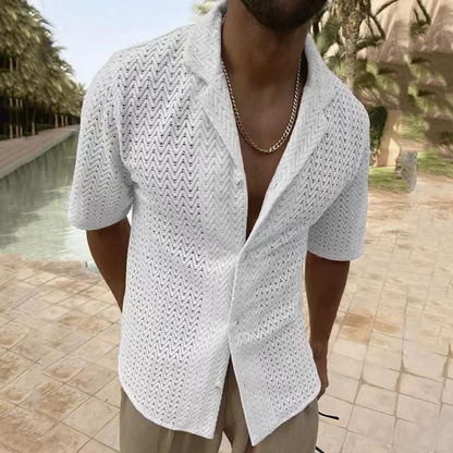 Luca | Camisa de punto abierta con vibras retro y un toque moderno