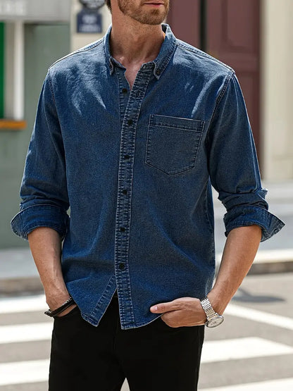 Daniel | Camisa de mezclilla de manga larga informal con un look clásico