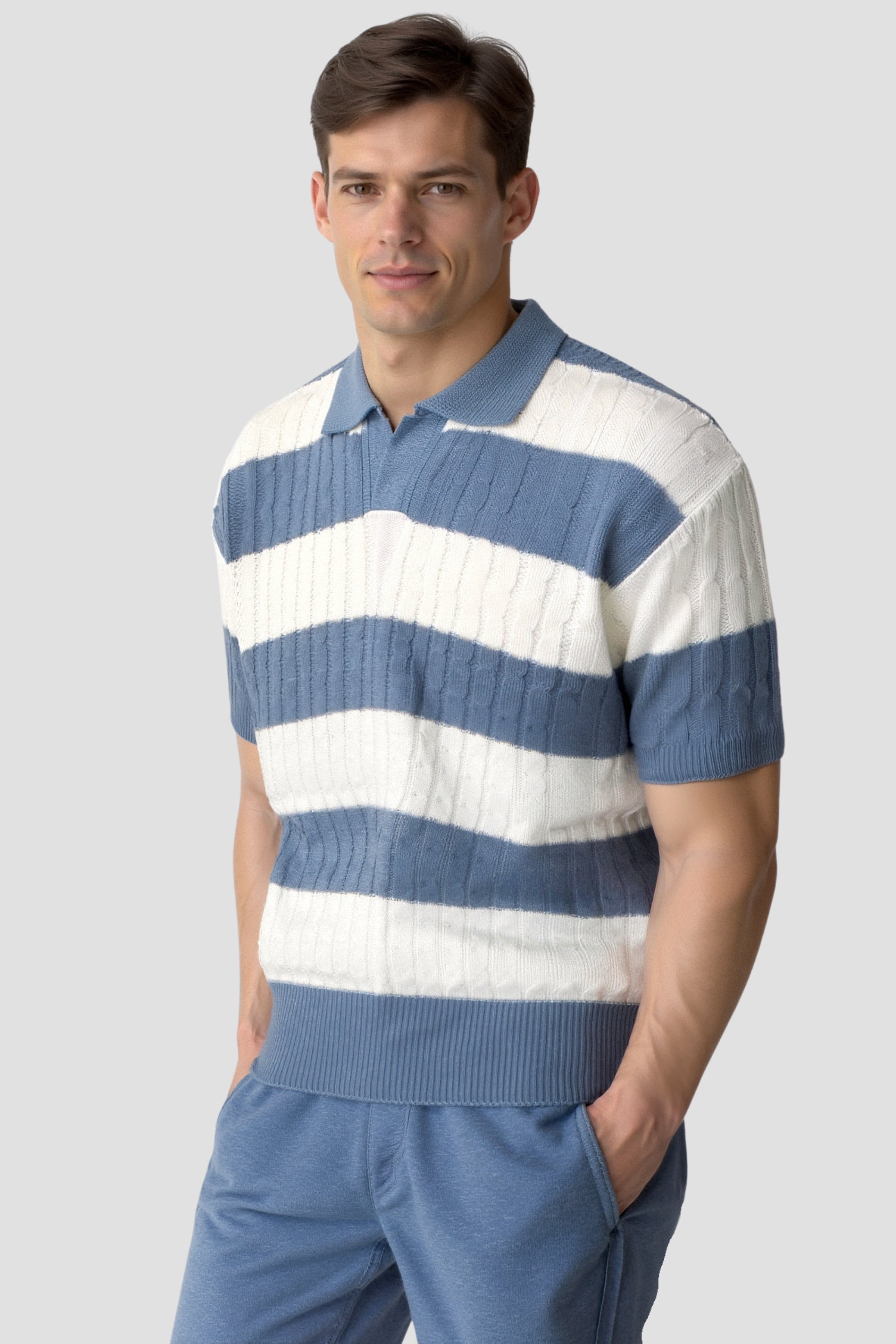 Camiseta Polo de Rayas para Hombre con Mangas Cortas – Deportiva y Elegante