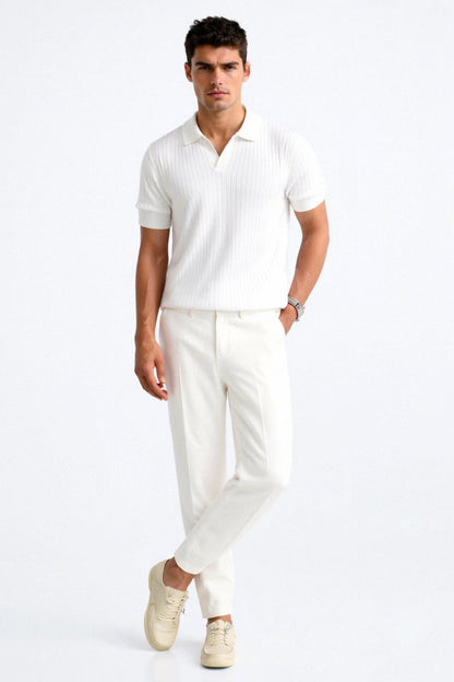 Camiseta polo de hombre de canalé con mangas cortas – Elegante y Atemporal