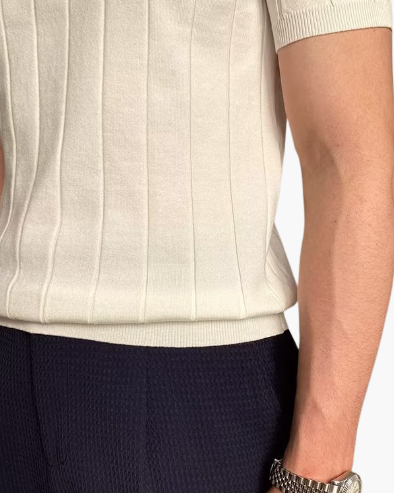 Ian | Camiseta polo de punto slim fit para hombres, estilo business casual con patrón acanalado