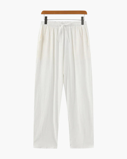 Jose | Pantalón de lino de corte holgado para el verano con cordón