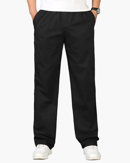 Ryan | Pantalones de algodón de corte recto con cintura elástica