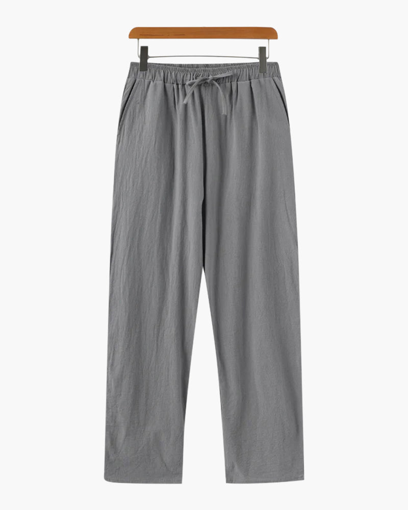 Jose | Pantalón de lino de corte holgado para el verano con cordón