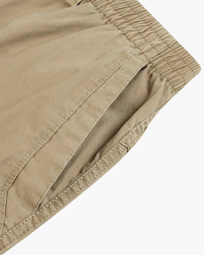 Ryan | Pantalones de algodón de corte recto con cintura elástica