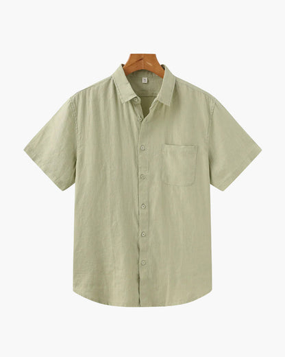Isaiah | Camisa de lino de manga corta para hombres con bolsillo en el pecho
