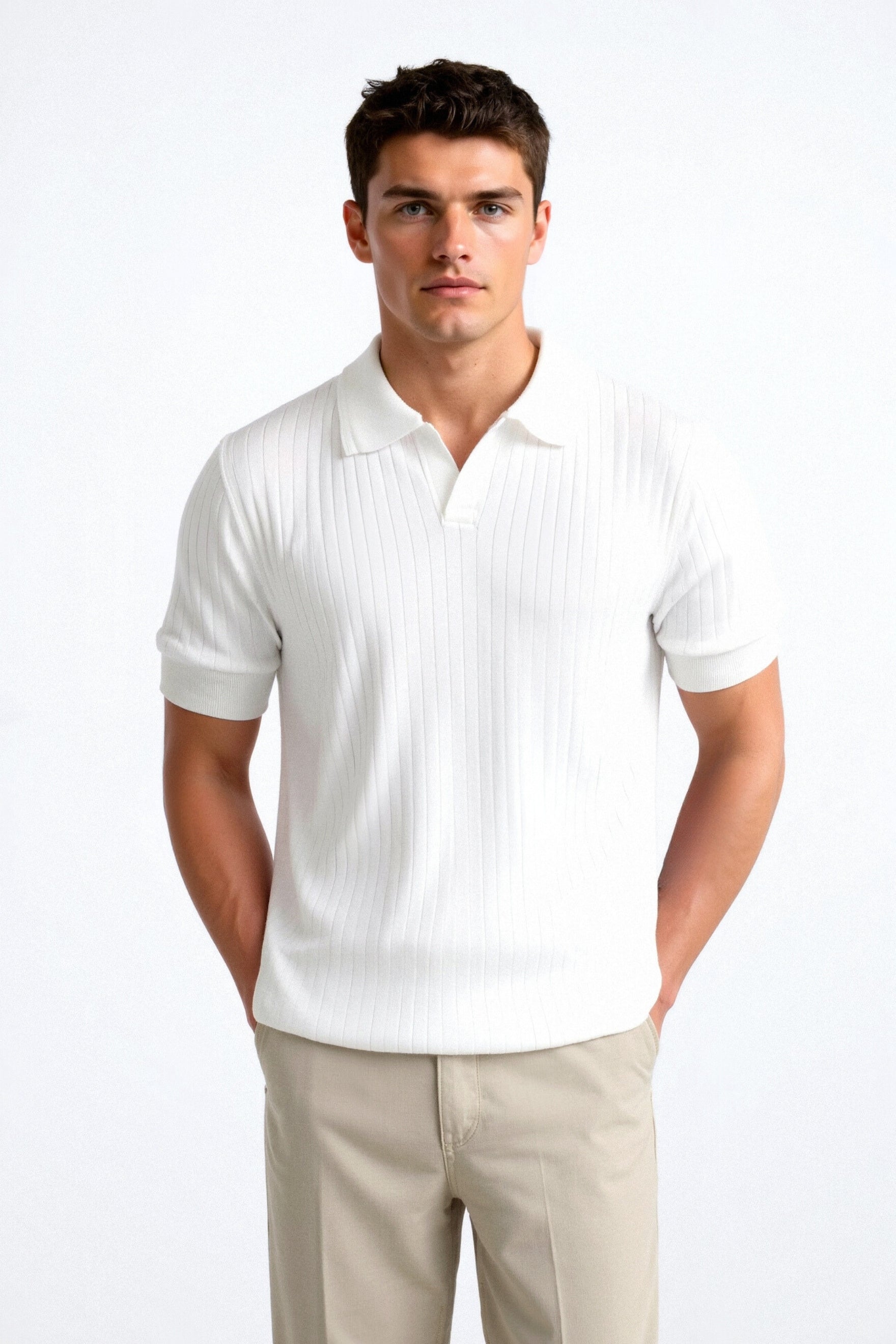 Camiseta polo de hombre de canalé con mangas cortas – Elegante y Atemporal