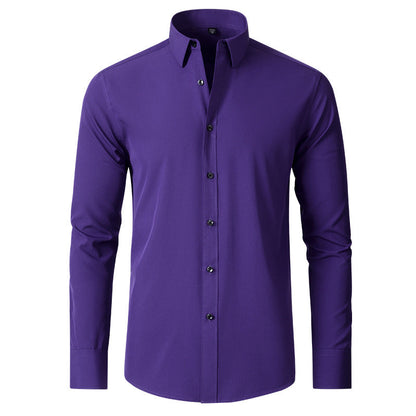 Benjamin | Camisa de Negocios Clásica Slim Fit Elástica de Manga Larga