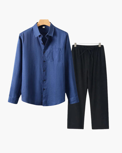 Christopher | Camisa de Manga Larga & Pantalón Conjunto de Lino para Hombre